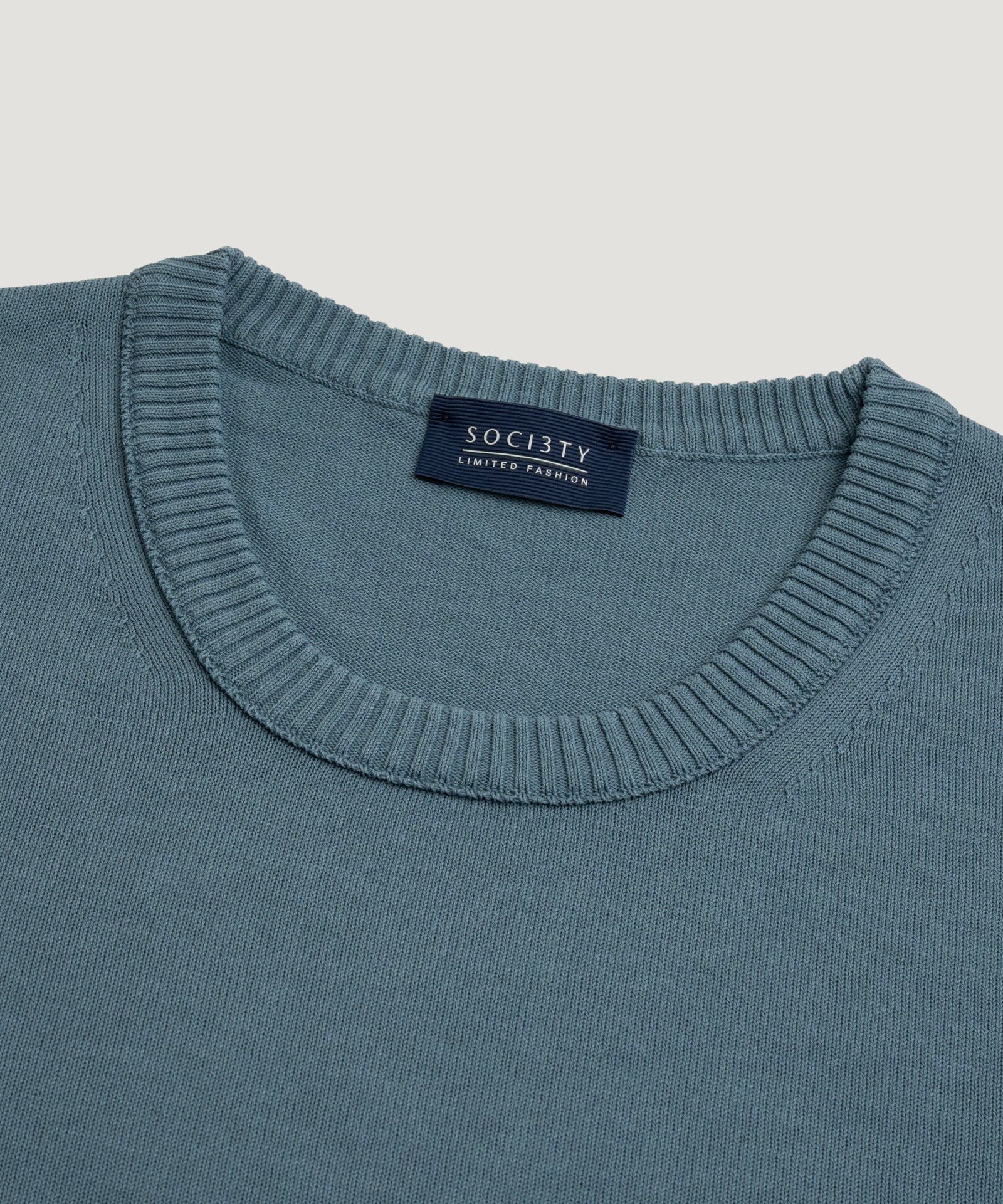 Trui crewneck Cool Cotton garment-dyed blauw - Image 2