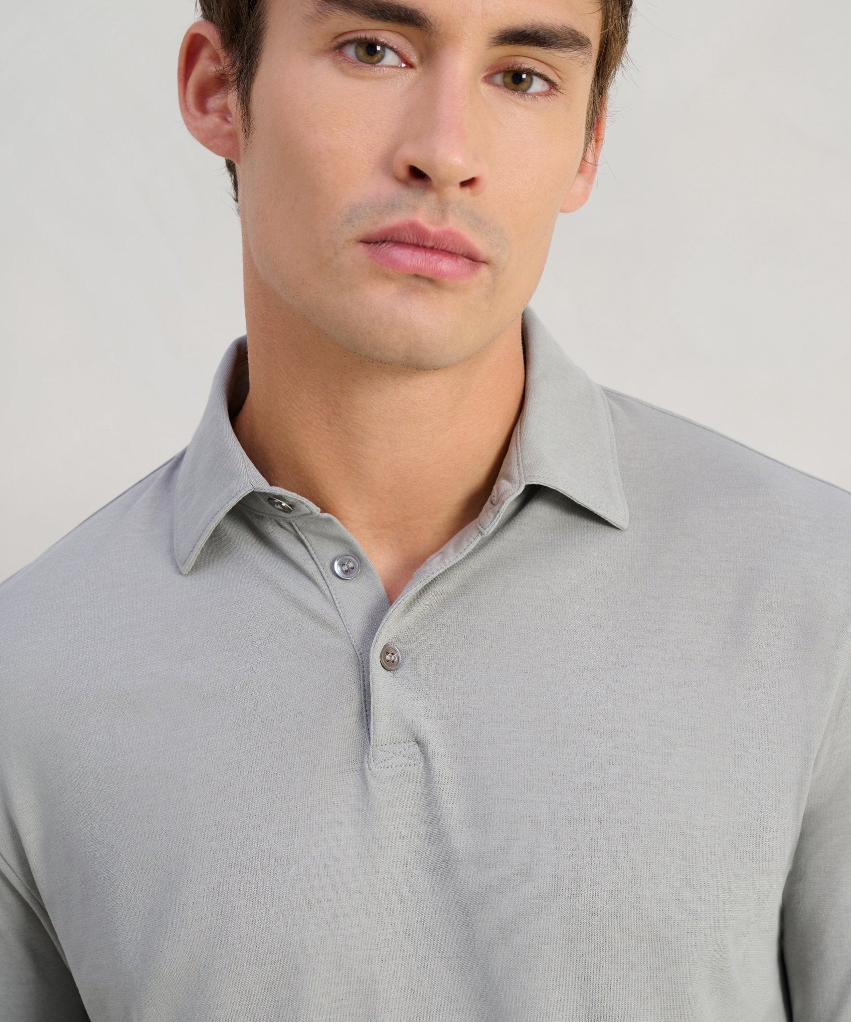 Long sleeve polo Cool Cotton lichtgrijs - Image 4