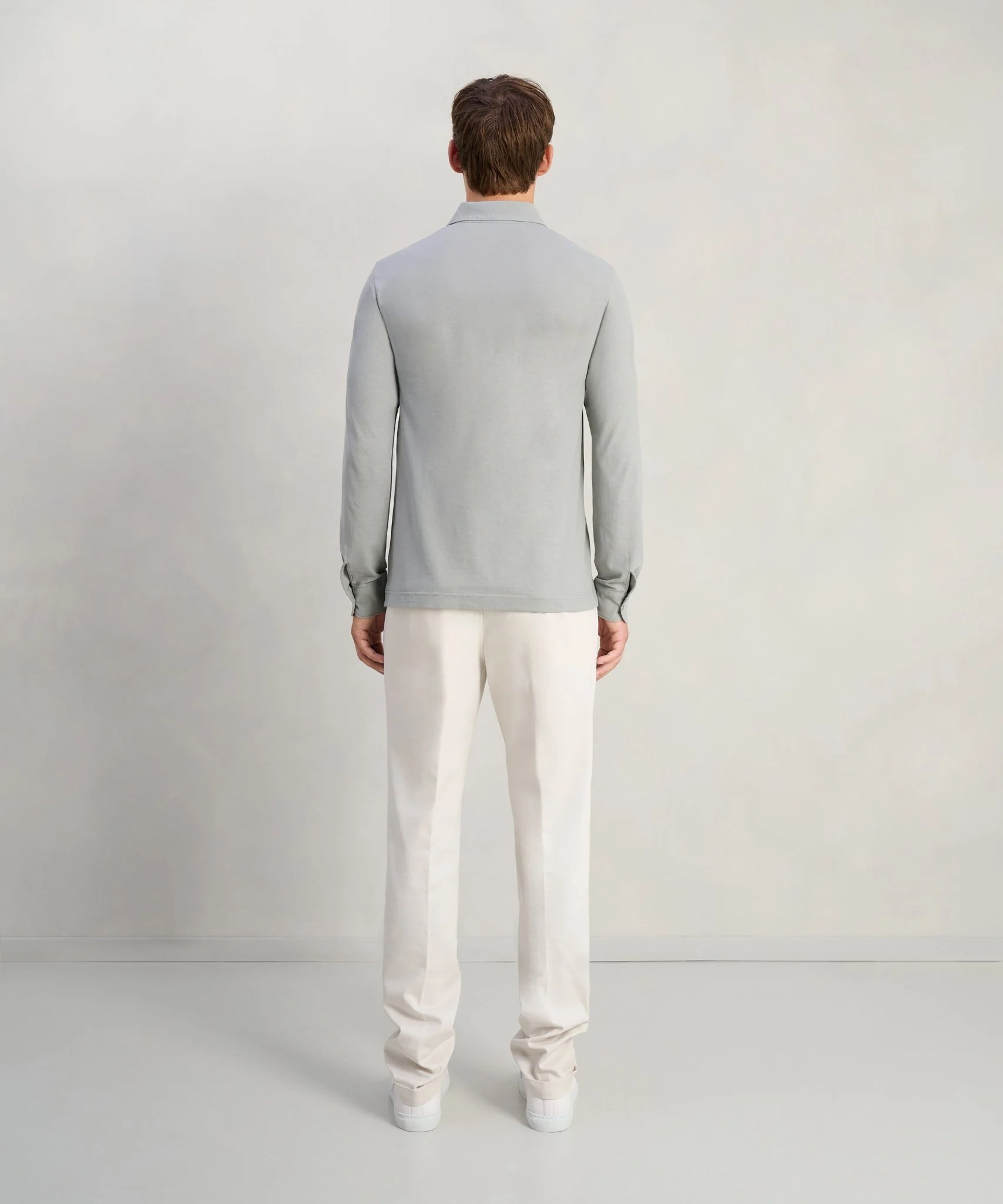 Long sleeve polo Cool Cotton lichtgrijs - Image 5