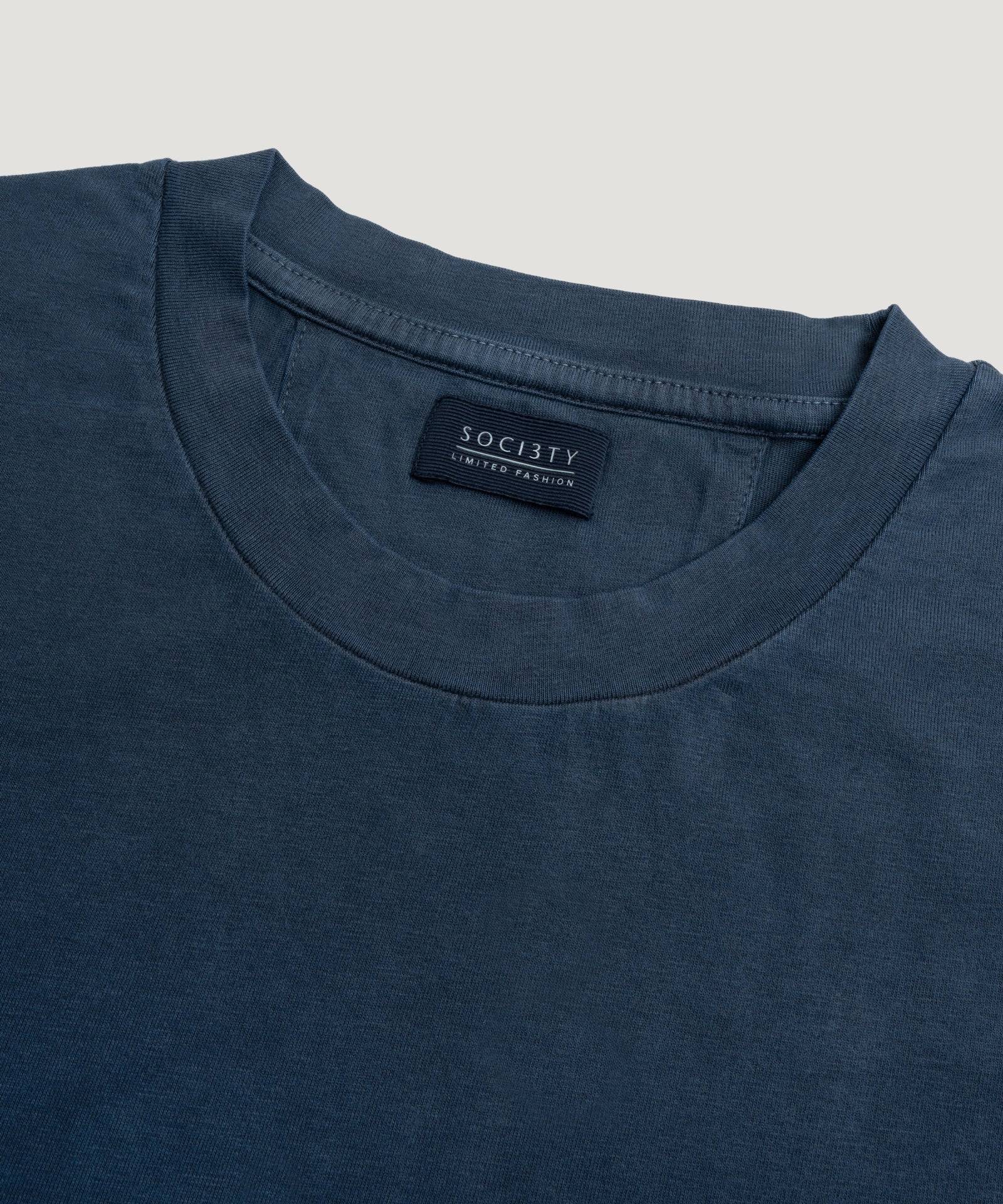 Jersey T-shirt garment-dyed katoen indigoblauw - Image 2