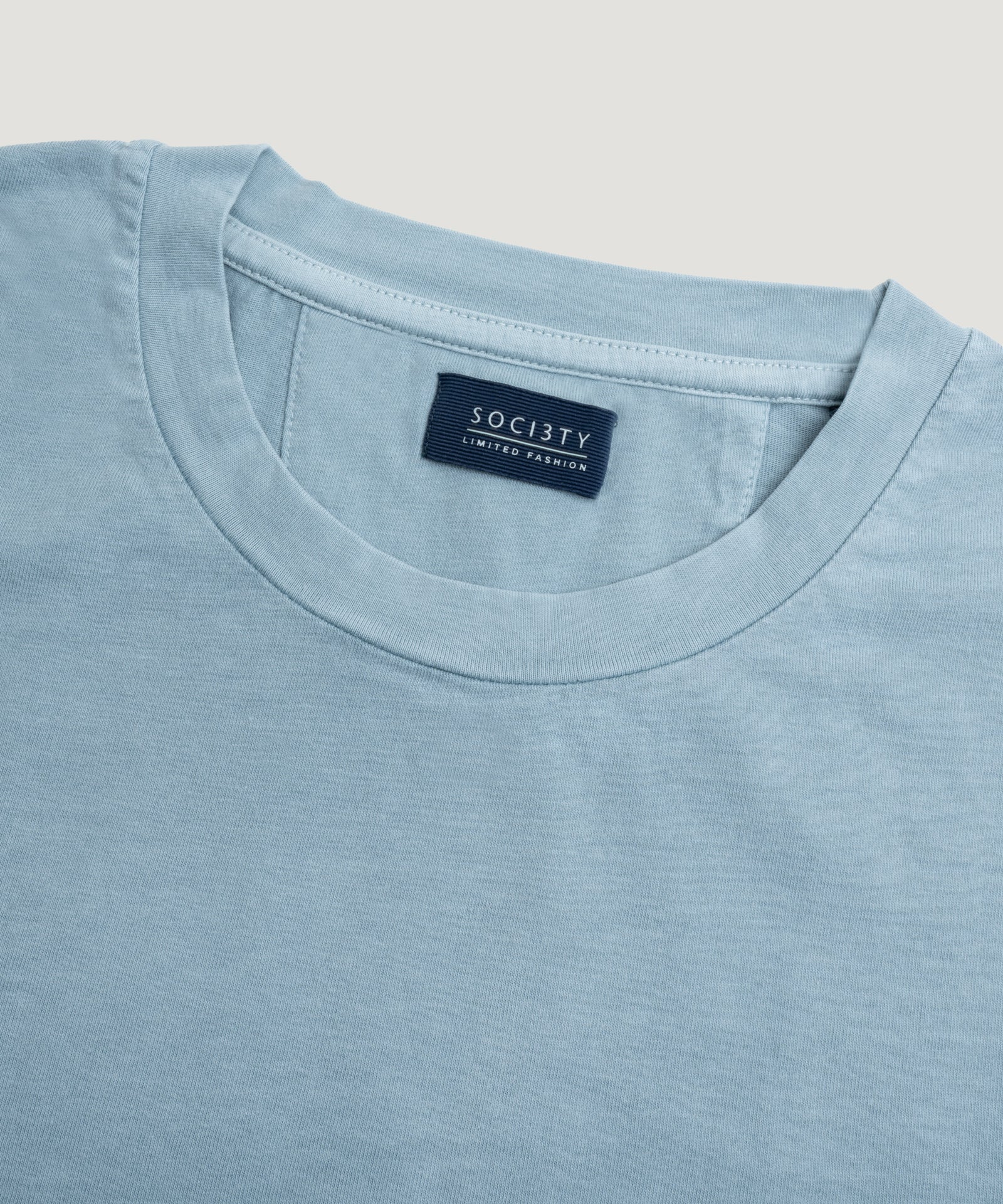 Jersey T-shirt garment-dyed katoen lichtblauw - Image 2