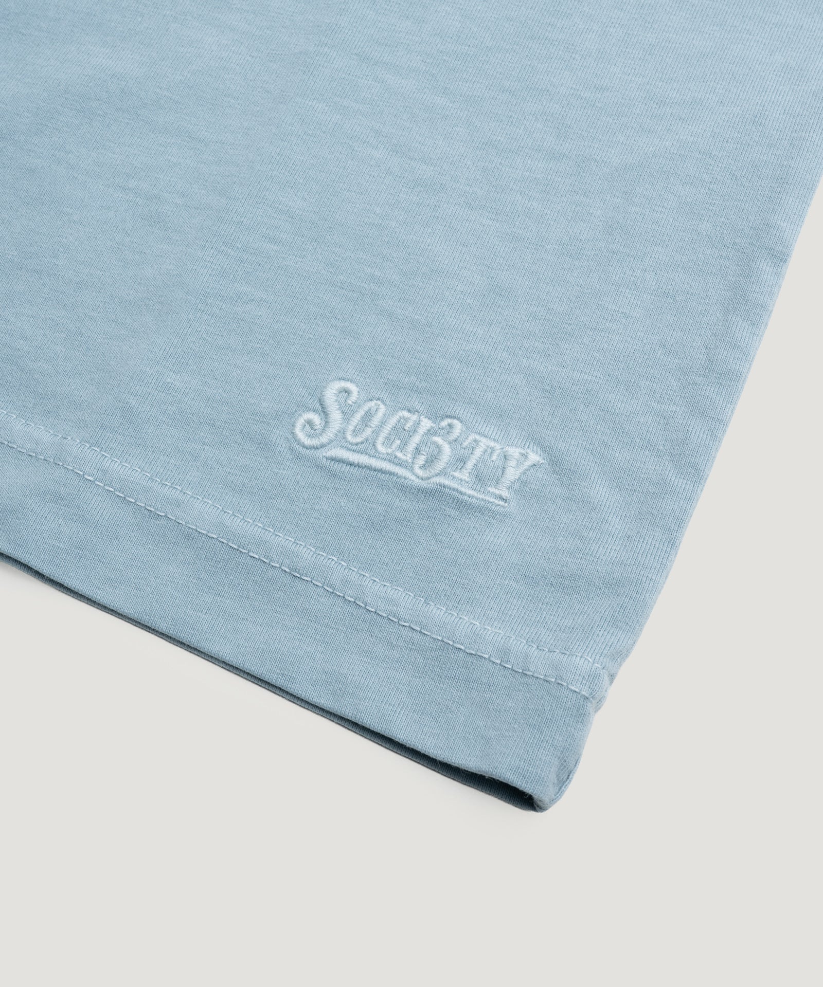 Jersey T-shirt garment-dyed katoen lichtblauw - Image 3