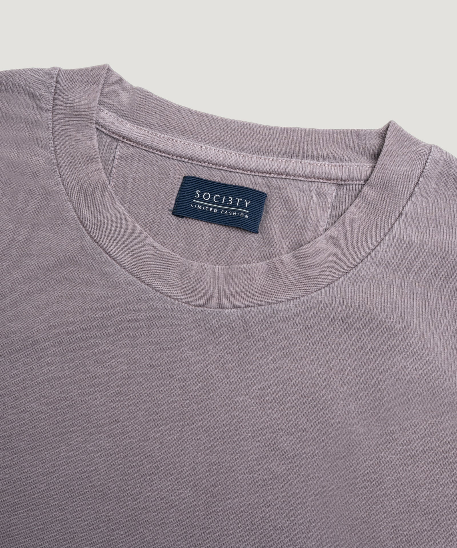 Jersey T-shirt garment-dyed katoen taupe - Image 2