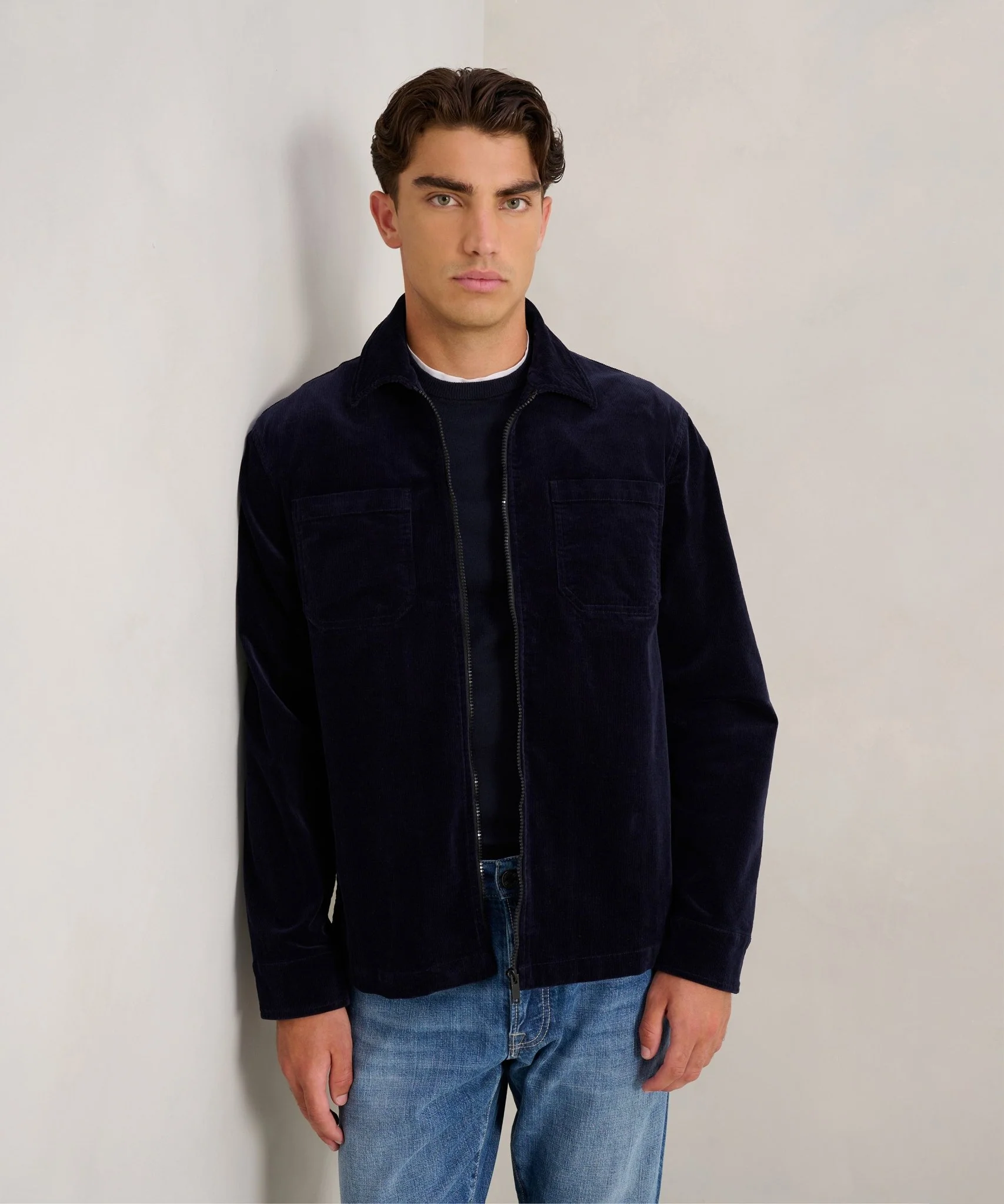 Overshirt gewassen corduroy donkerblauw - Image 3