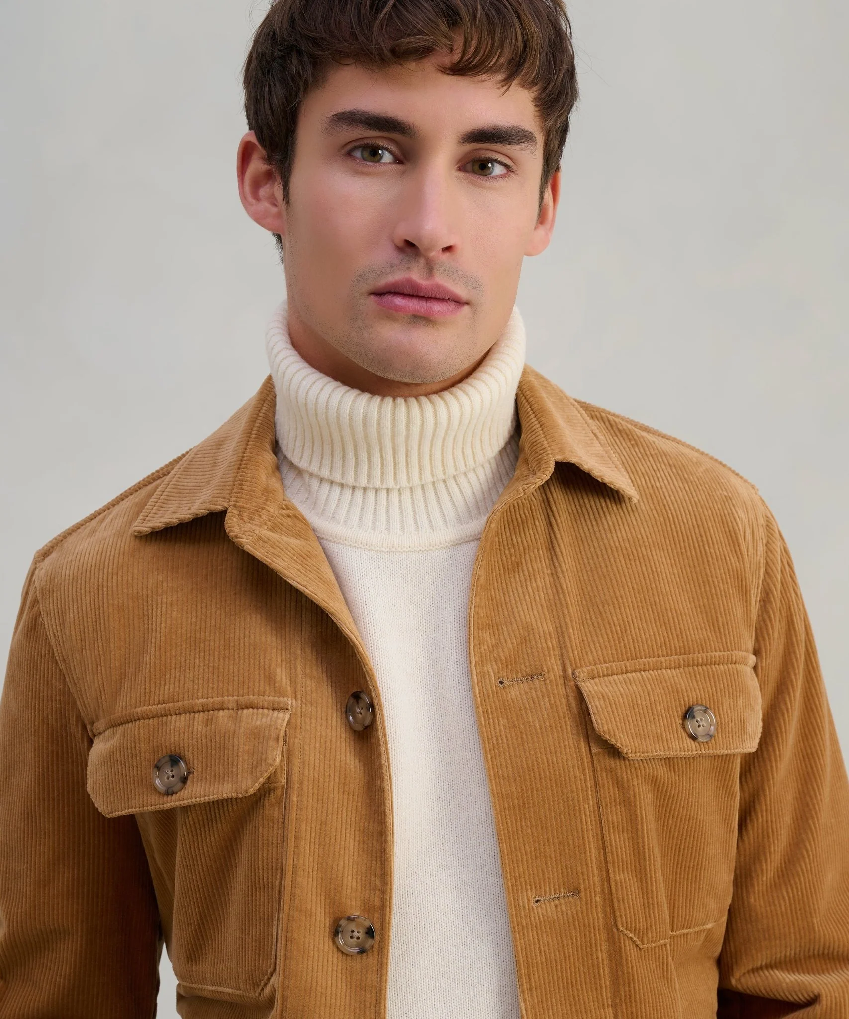 Overshirt katoen ribcord bruin (woven by Pontoglio) - Image 4