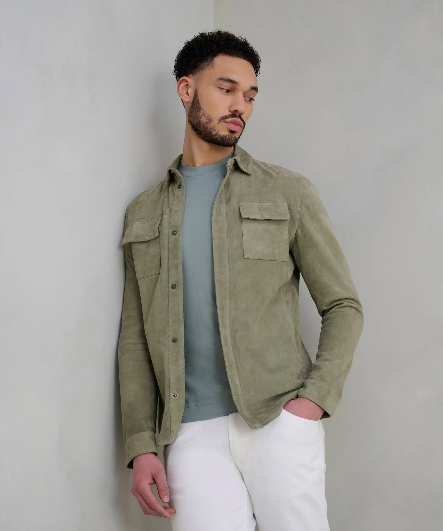Overshirt suède bamboe groen - Image 3