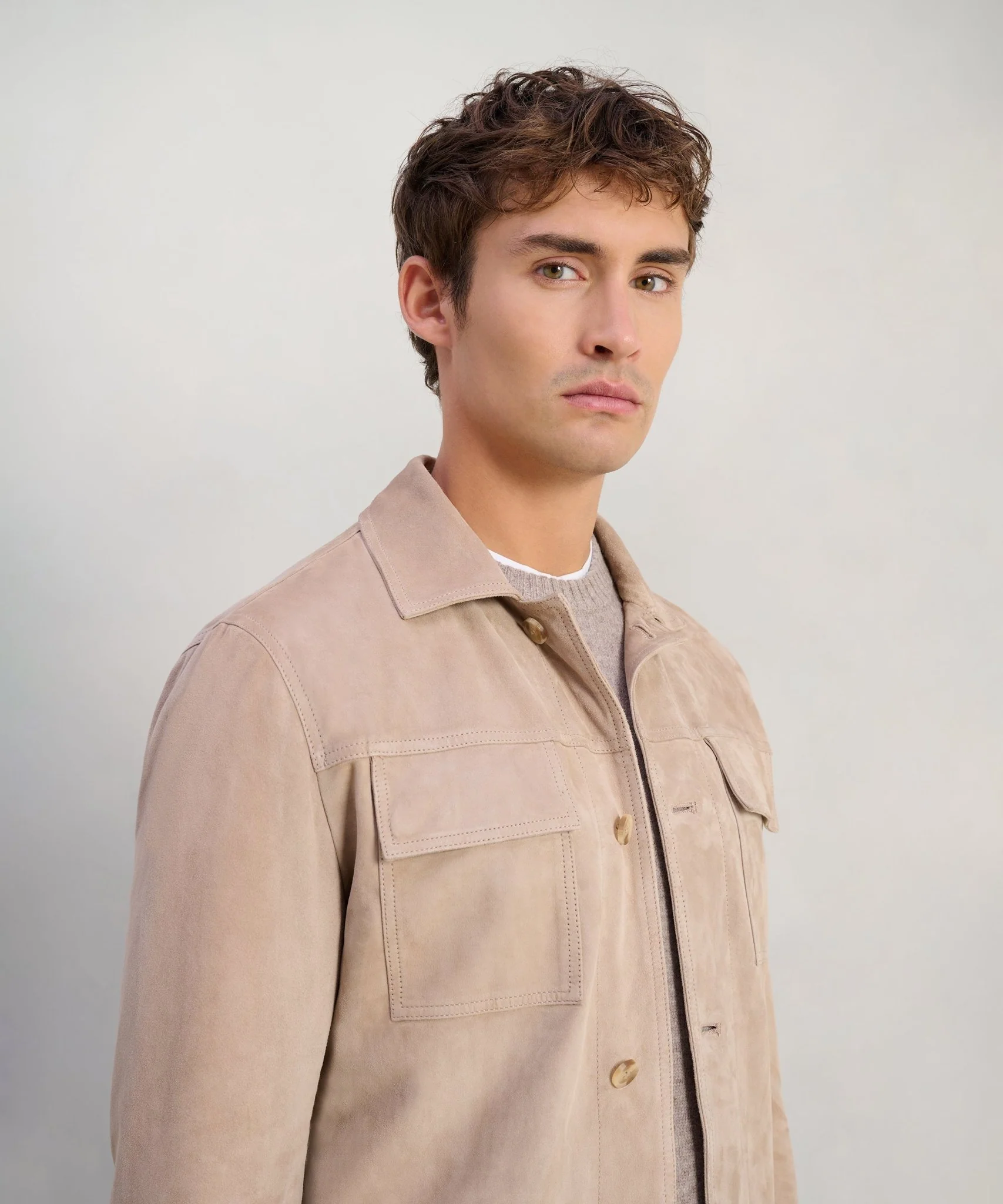 Overshirt suède lichtbruin - Image 4