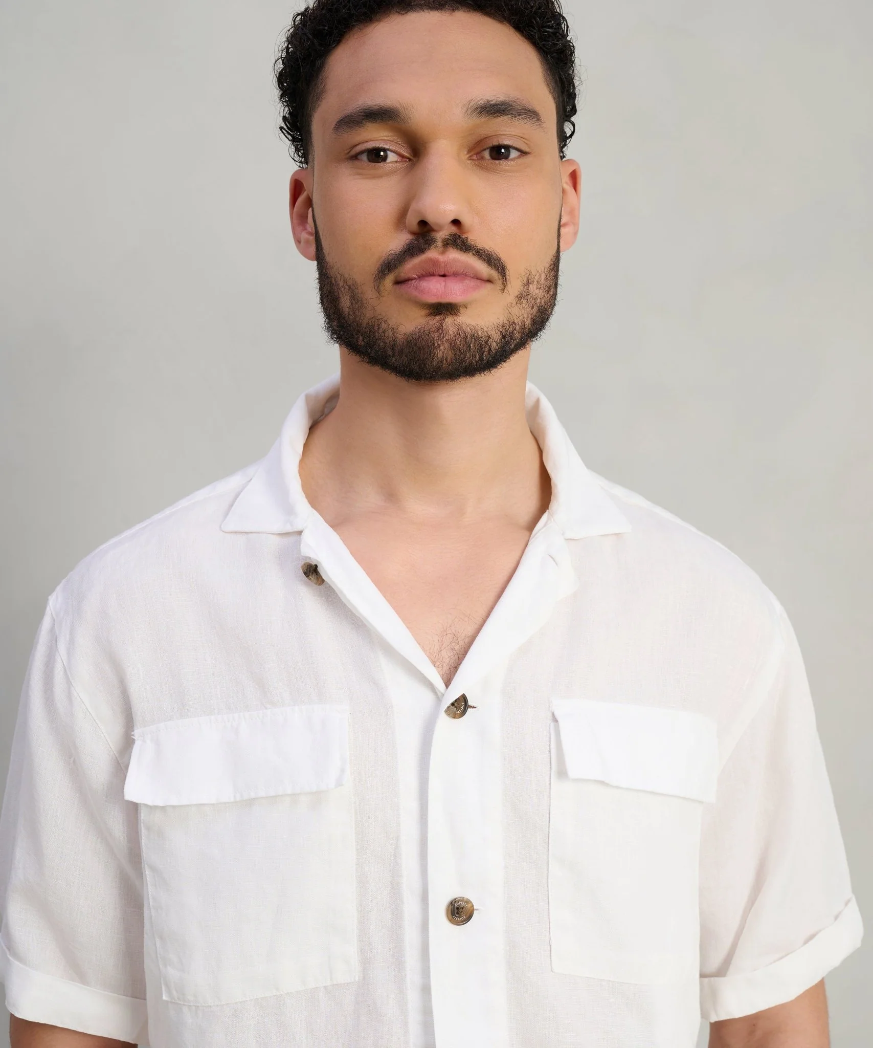 Resort shirt gewassen linnen off-white - Image 4