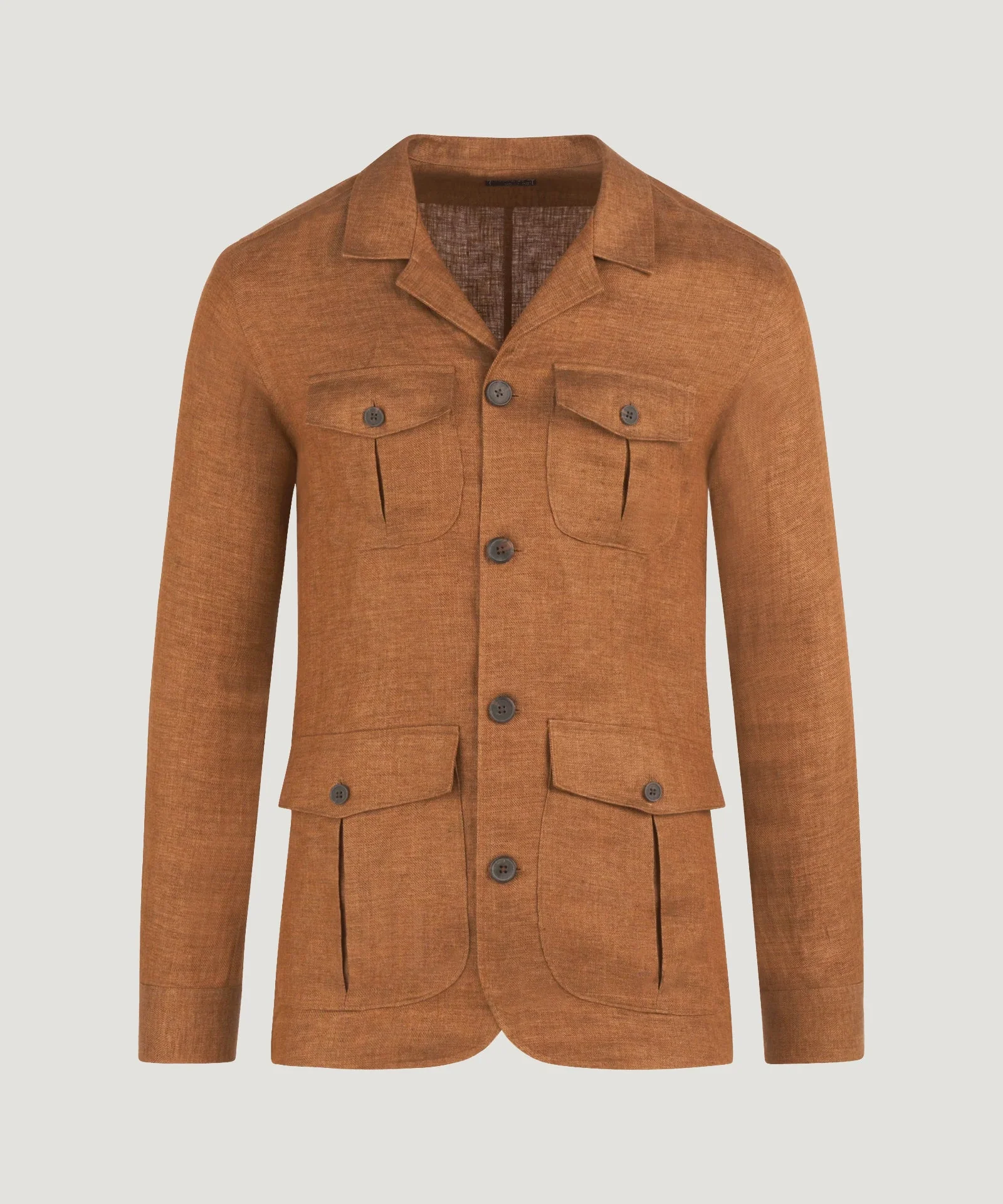 Safari jacket linnen roestbruin