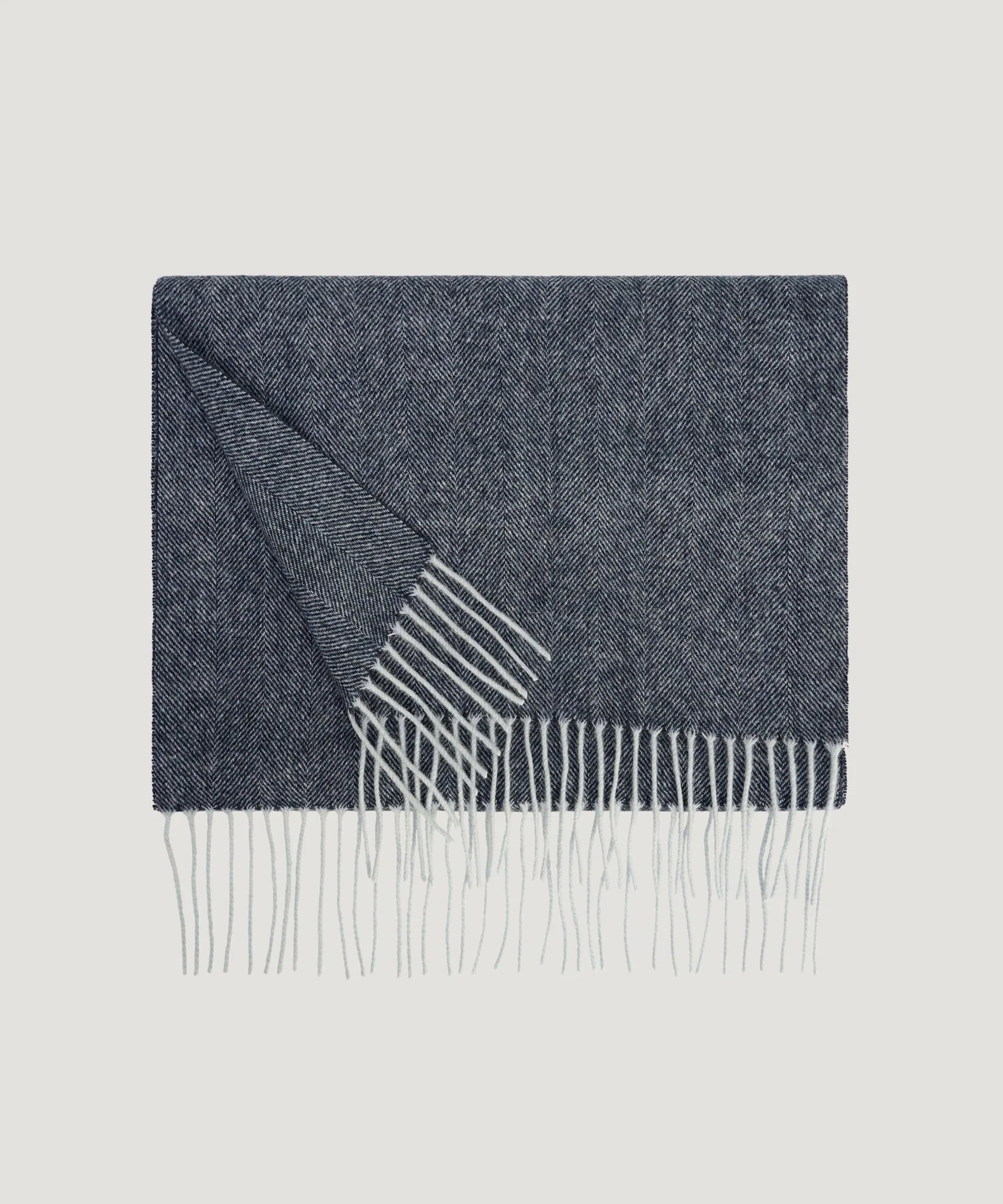 Sjaal lamswol donkerblauw visgraat