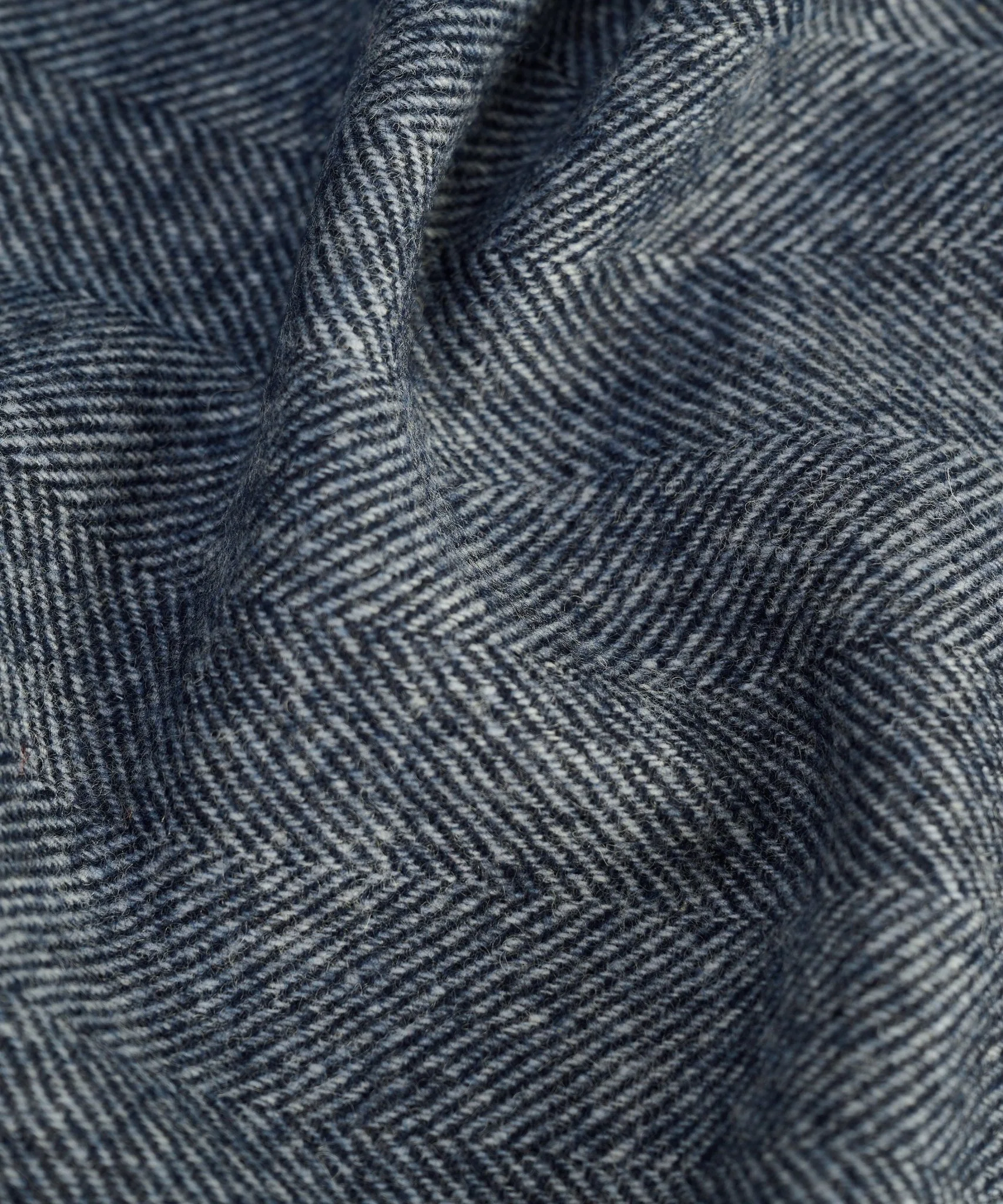 Sjaal lamswol donkerblauw visgraat - Image 2
