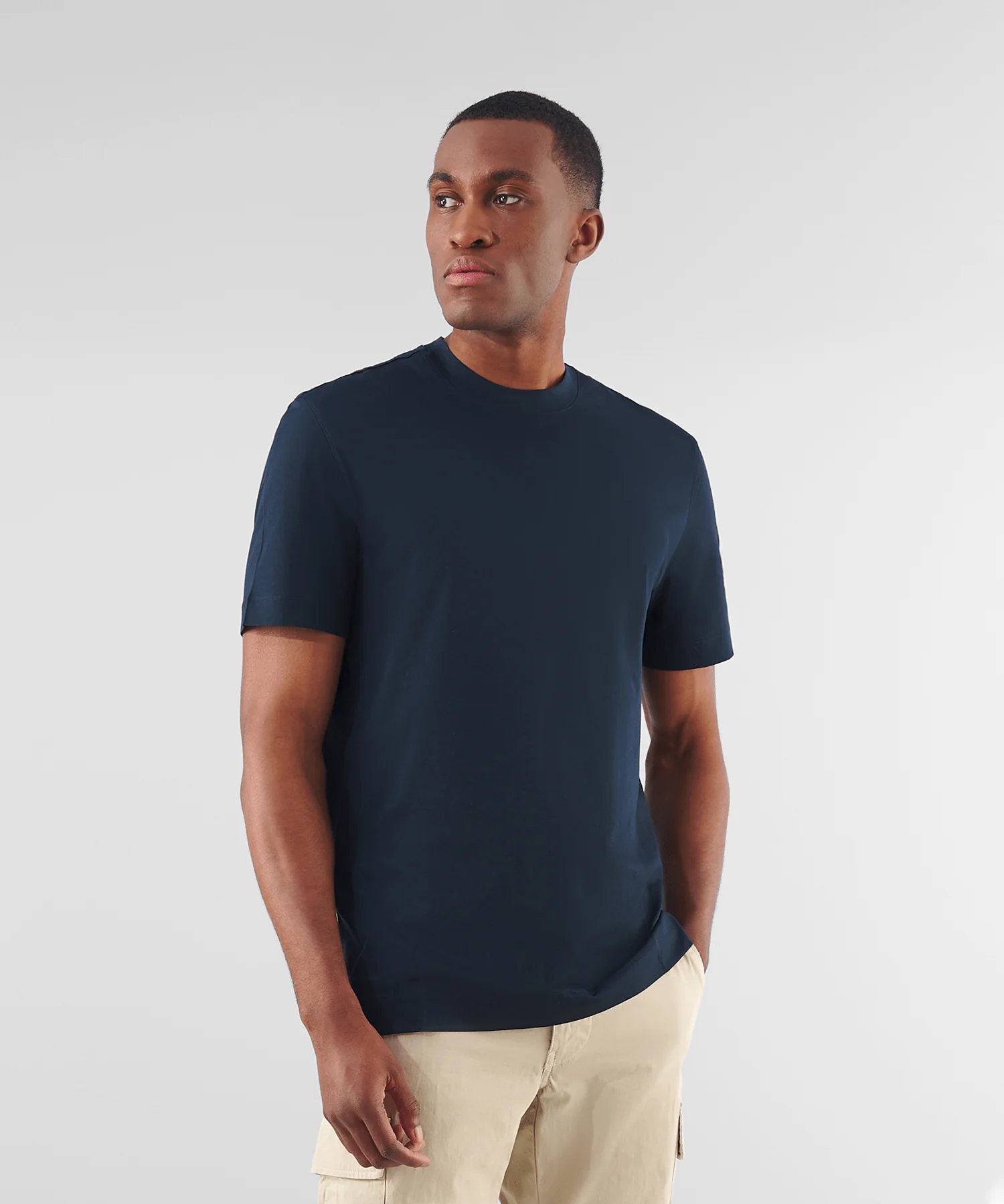 T-shirt mercerized katoen navy - Image 3