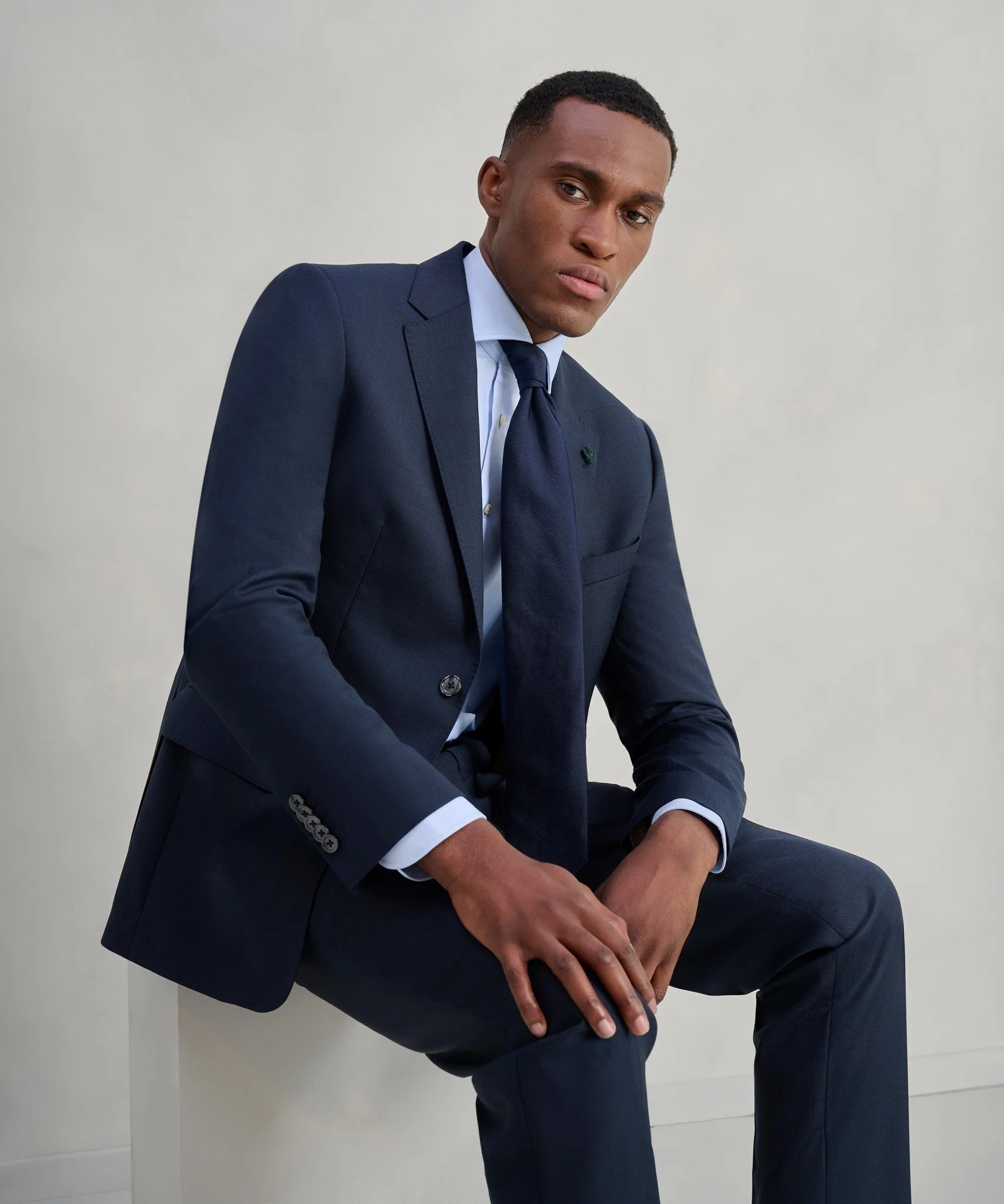 The Business Editions pak S110's sharkskin wol donkerblauw - Image 4