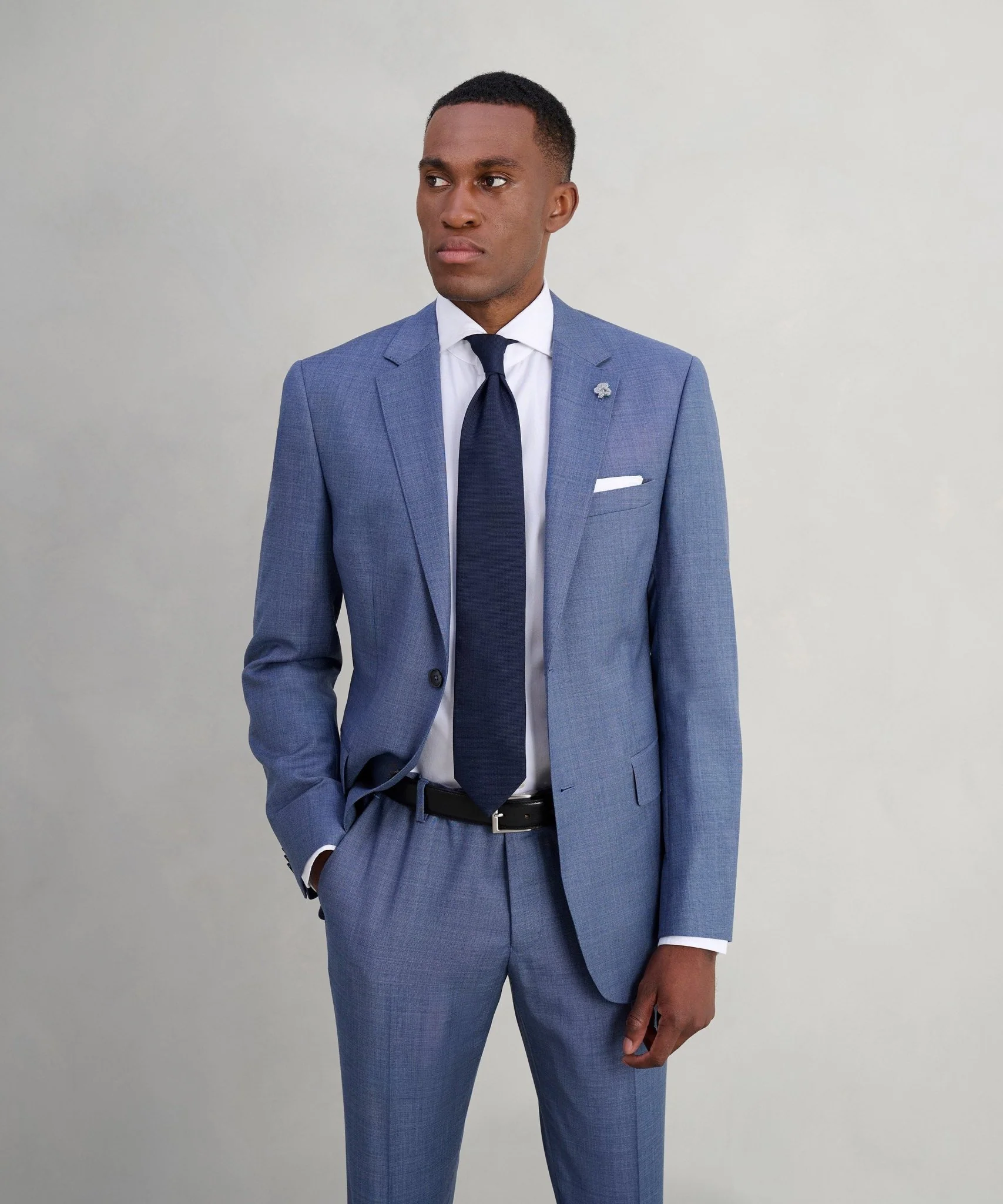 The Business Editions pak S110's sharkskin wol lichtblauw - Image 3