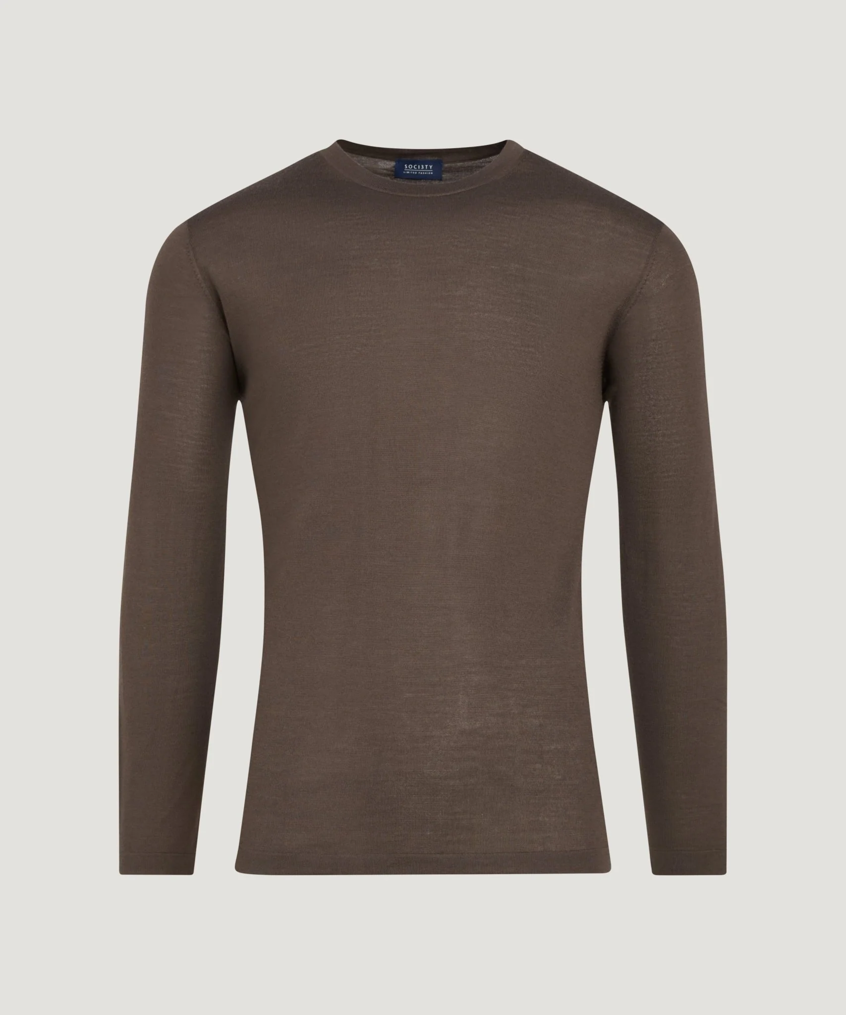 Tubular knit crewneck trui merinowol bruin