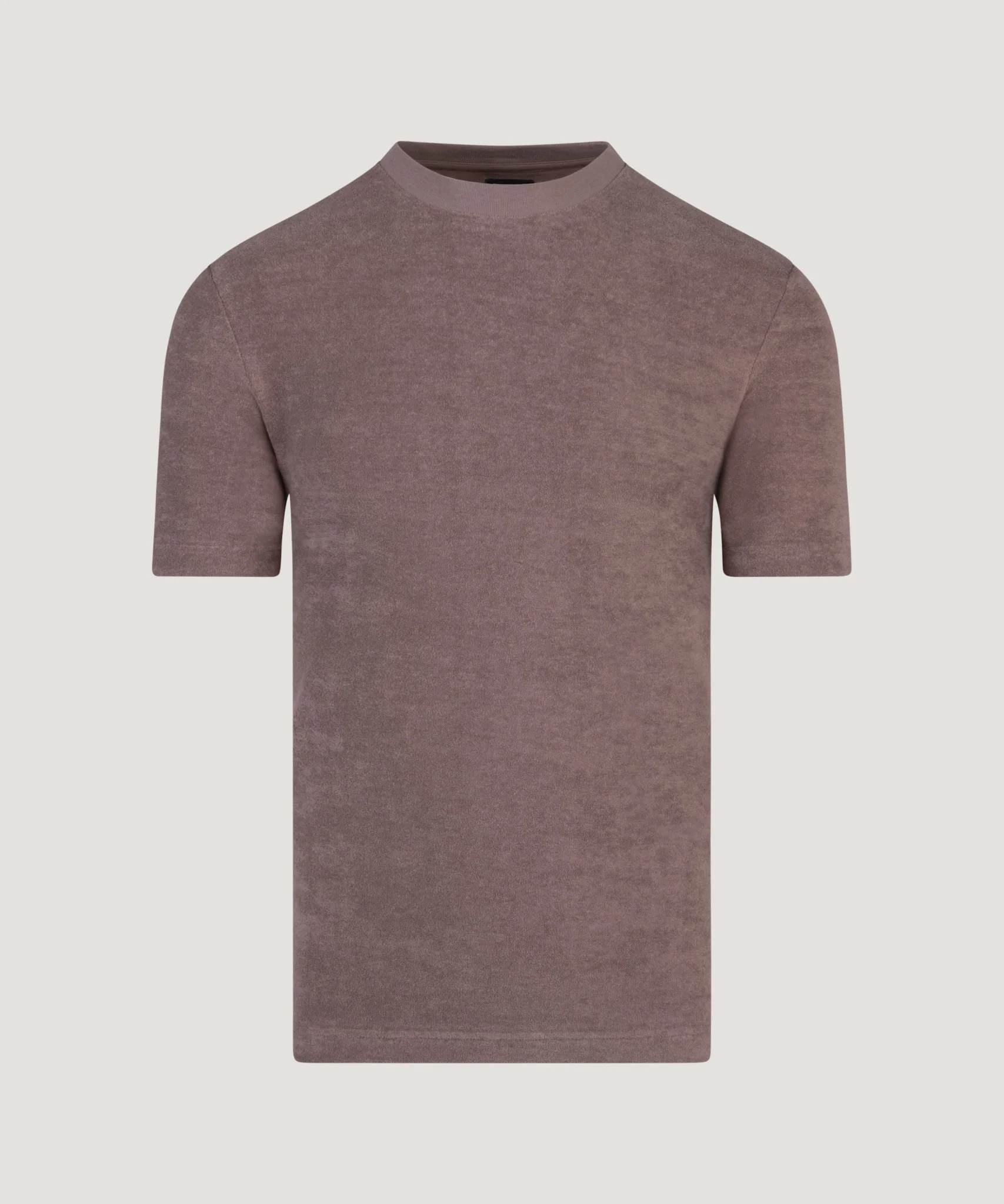 T-shirt katoen French terry bruin