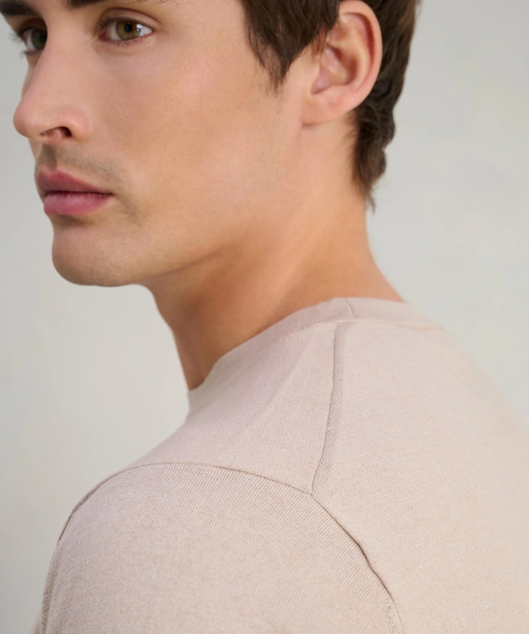 T-shirt katoen/zijde/kasjmier beige - Image 4